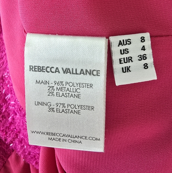 Rebecca Vallance Palais Sleeveless Tweed Blazer Mini Dress - Hot Pink - Size 4 - Picture 2 of 10